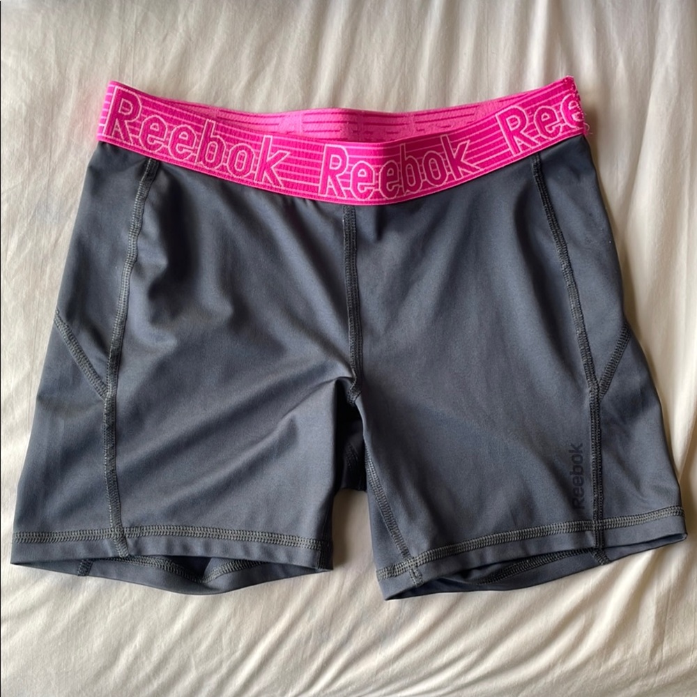 Reebok Gray and Pink Athletic Shorts for Performance